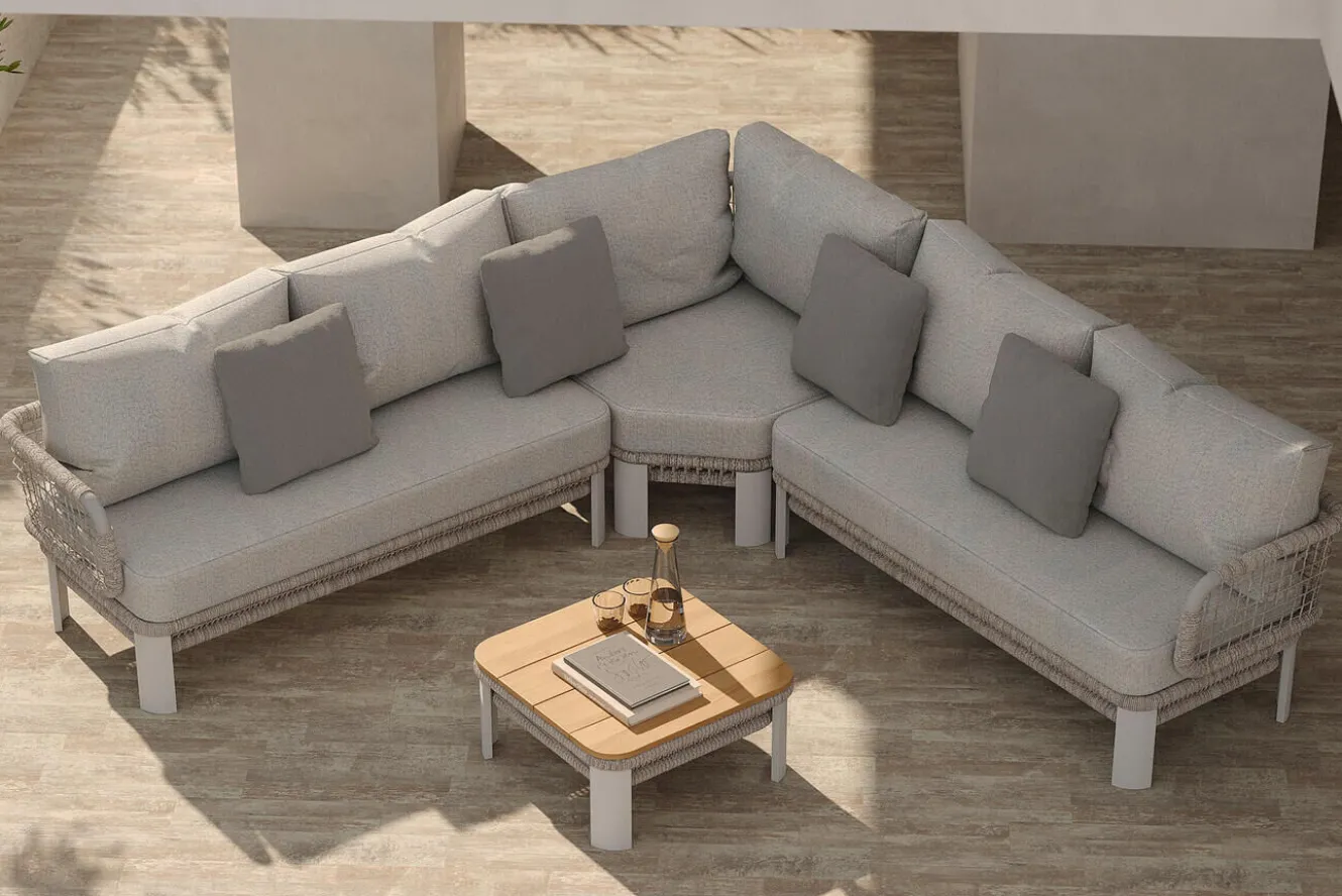 OUTFLEXX Altea Gartenlounge für 5 Personen, grau, Alu/Rope/Polyester, inkl. Tisch