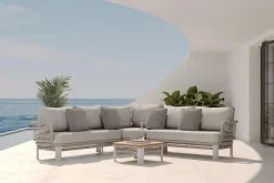 OUTFLEXX Altea Gartenlounge für 5 Personen, grau, Alu/Rope/Polyester, inkl. Tisch
