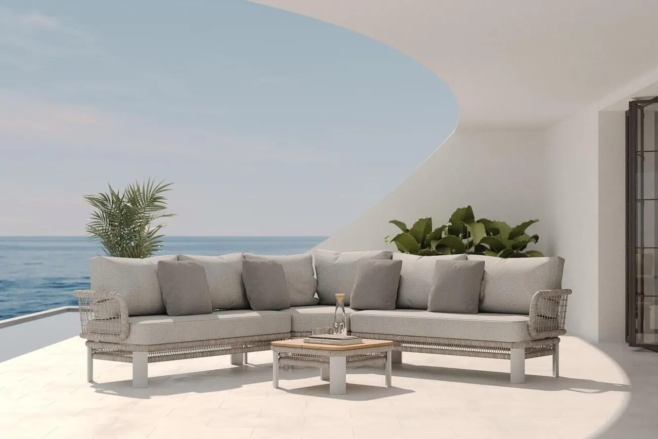 OUTFLEXX Altea Gartenlounge für 5 Personen, grau, Alu/Rope/Polyester, inkl. Tisch