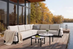 OUTFLEXX Altea Gartenlounge für 5-6 Personen, beige-weiß, Aluminium/Polyesterbezug, wetterfest und pflegeleicht
