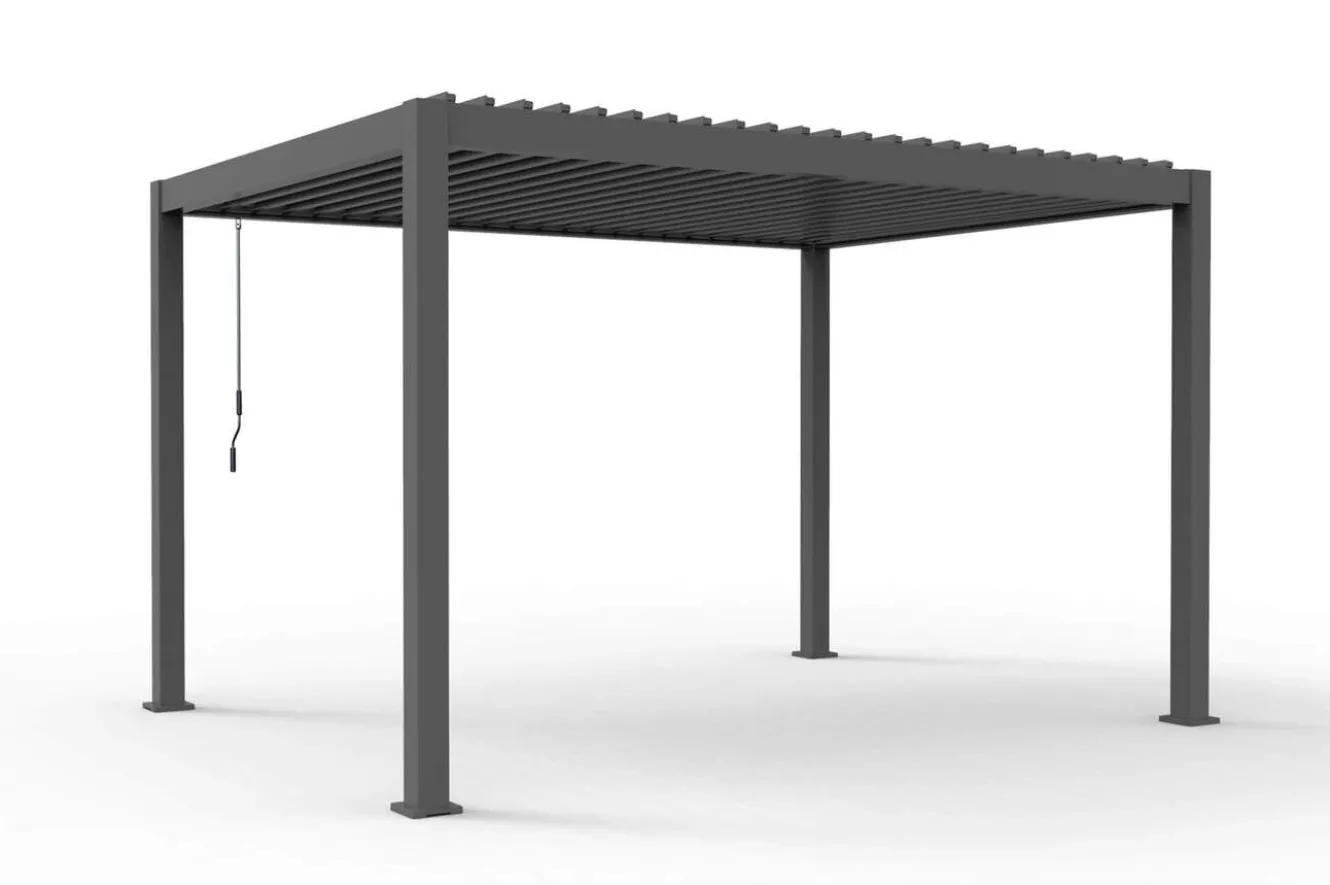 OUTFLEXX Antalya Lamellenpergola, schwarz, Alu, 4 x 4 m, pulverbeschichtet, wetterfest, verstellbare Lamellen