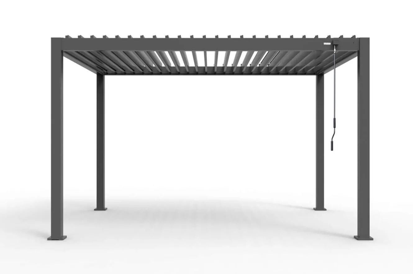 OUTFLEXX Antalya Lamellenpergola, schwarz, Alu, 4 x 4 m, pulverbeschichtet, wetterfest, verstellbare Lamellen