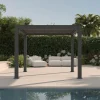 OUTFLEXX Antalya Lamellenpergola, schwarz, Alu pulverbeschichtet, 3 x 3 m, wetterfest, Lamellendach verstellbar