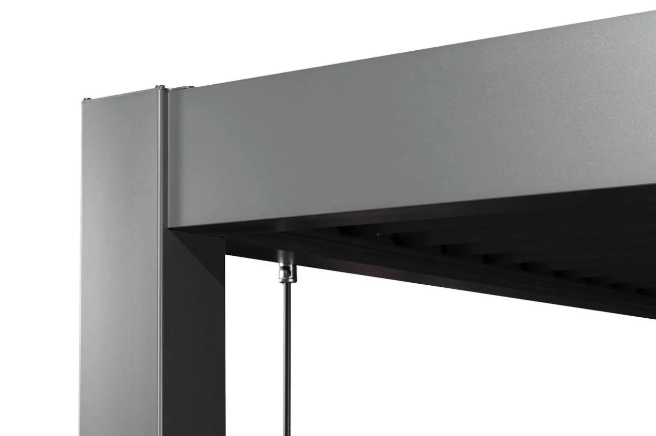 OUTFLEXX Antalya Lamellenpergola, schwarz, Alu pulverbeschichtet, 3 x 3 m, wetterfest, Lamellendach verstellbar