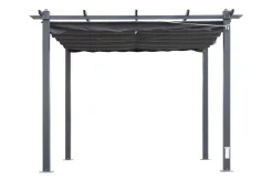 OUTFLEXX Antalya Pergola mit faltbarem Stoffdach, Anthrazit, Aluminium/Stahl/Polyester, 3 x 3 m, UV-Schutz 30+