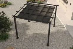 OUTFLEXX Antalya Pergola mit faltbarem Stoffdach, Anthrazit, Aluminium/Stahl/Polyester, 3 x 3 m, UV-Schutz 30+