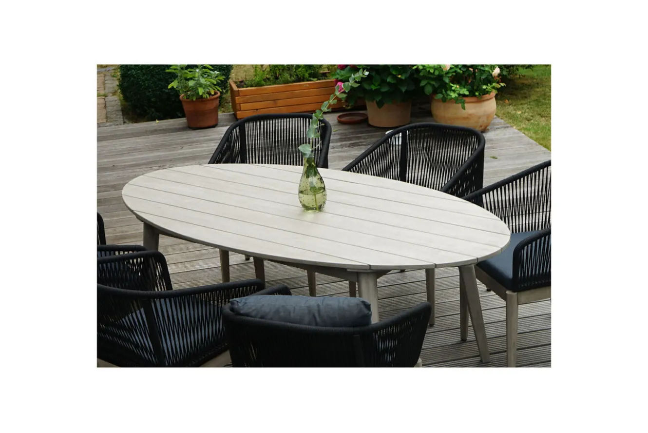 OUTFLEXX Arendal Diningtisch, grau, Akazie, 200x100cm, oval, FSC®-zertifiziertes Produkt