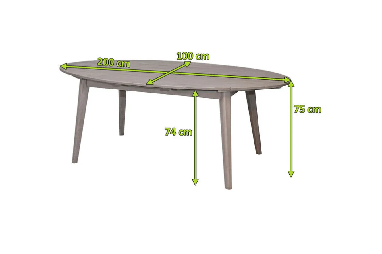 OUTFLEXX Arendal Diningtisch, grau, Akazie, 200x100cm, oval, FSC®-zertifiziertes Produkt
