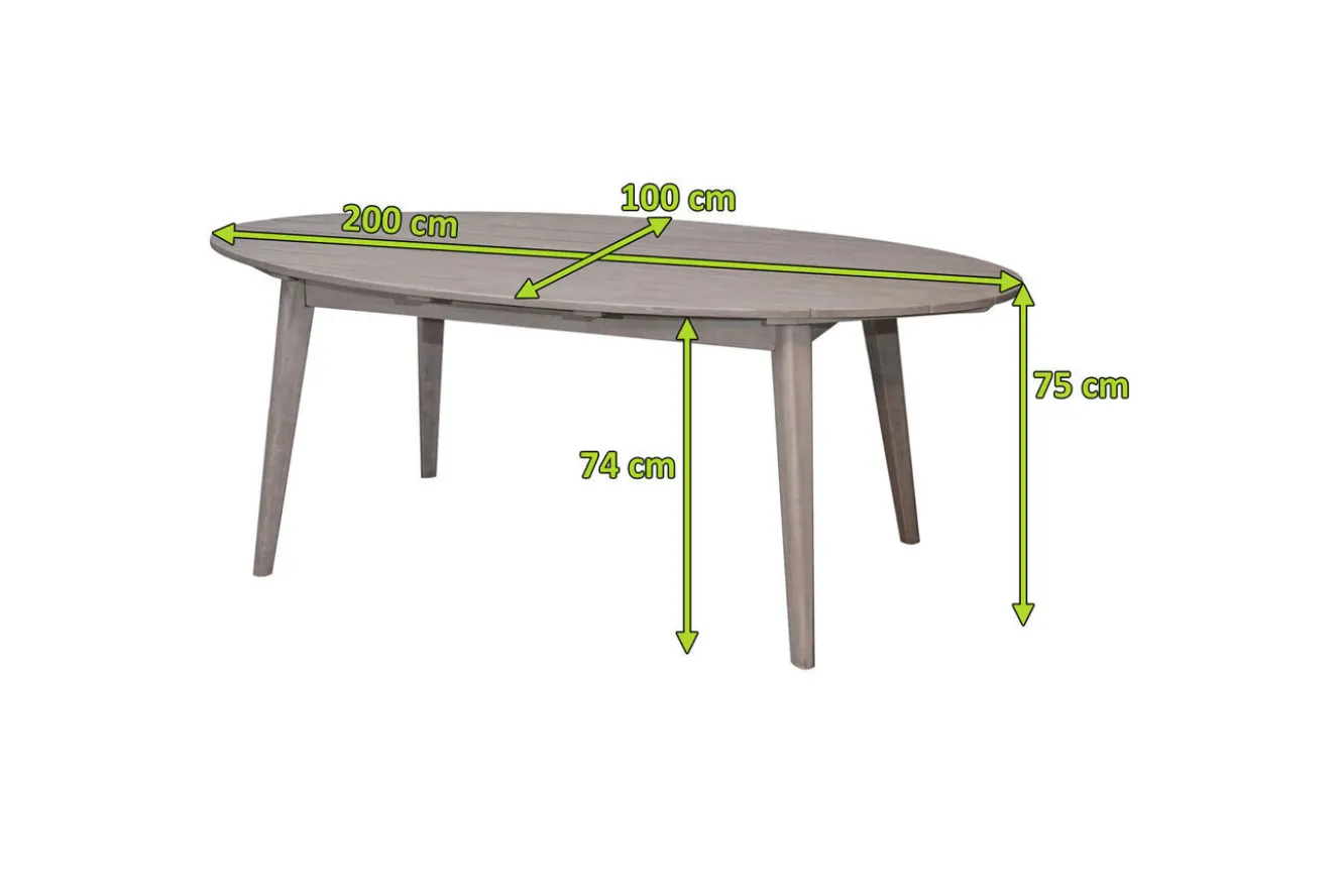 OUTFLEXX Arendal Diningtisch, grau, Akazie, 200x100cm, oval, FSC®-zertifiziertes Produkt