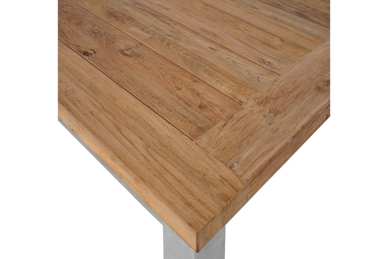 OUTFLEXX Ausziehtisch, Edelstahl/recyceltes Teak, 200/260x100cm, rustikal gebürstet, FSC®-zertifiziertes Produkt
