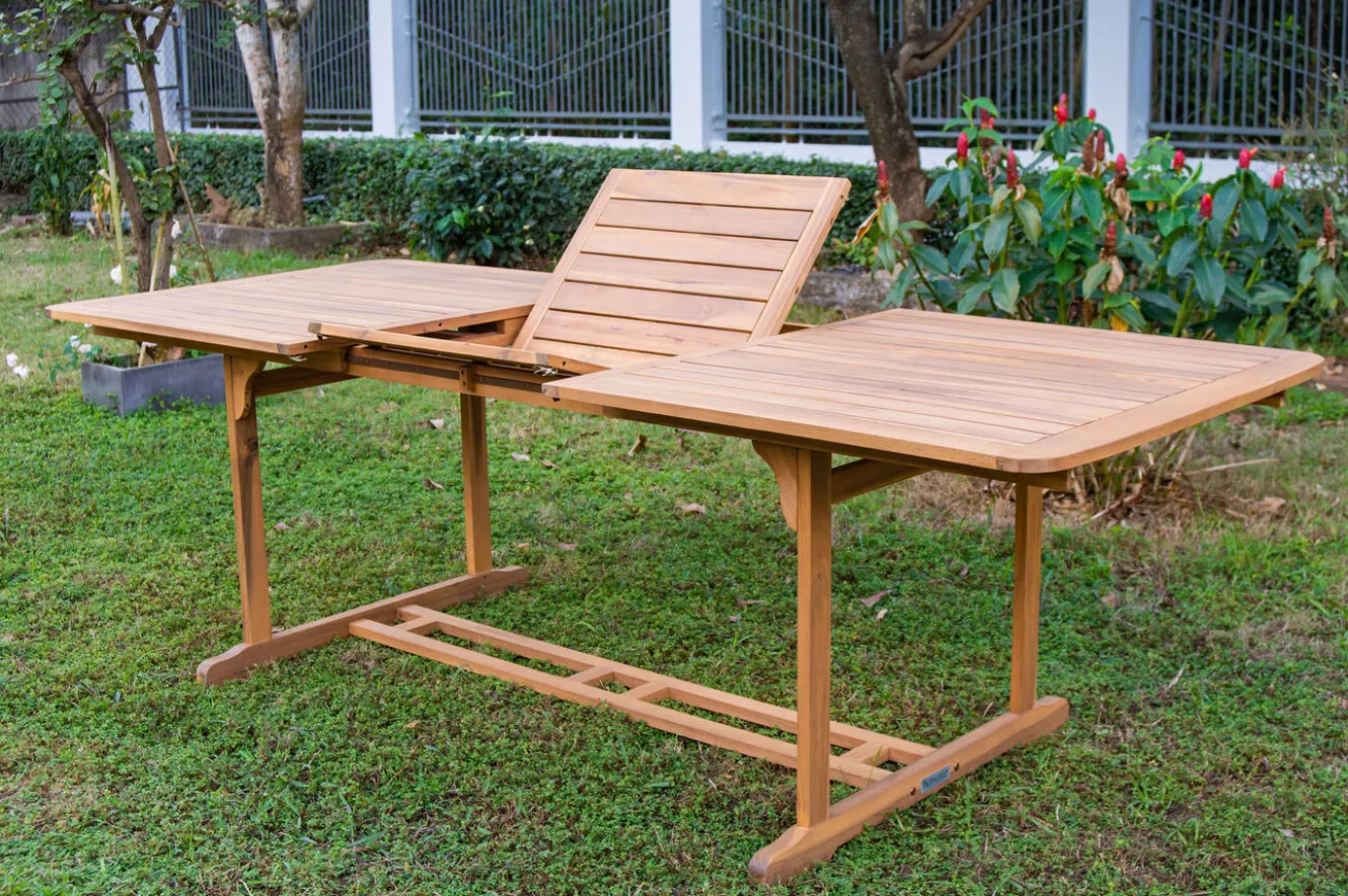 OUTFLEXX Ausziehtisch, natur, Akazie, 150/200 x 90 cm, Ausziehfunktion, FSC®-zertifiziertes Produkt