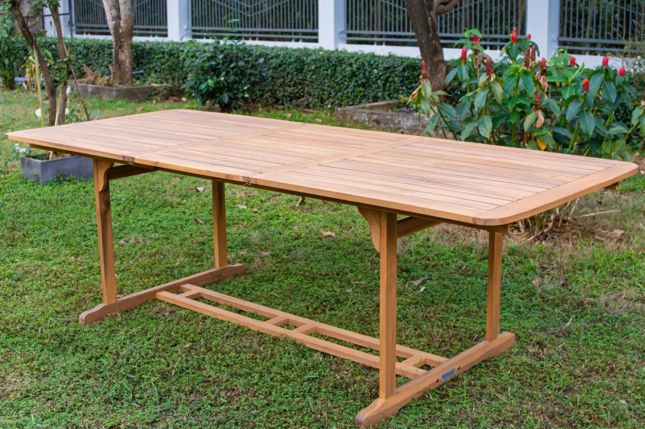 OUTFLEXX Ausziehtisch, natur, Akazie, 150/200 x 90 cm, Ausziehfunktion, FSC®-zertifiziertes Produkt