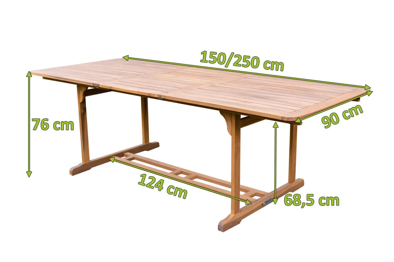 OUTFLEXX Ausziehtisch, natur, Akazie, 150/200 x 90 cm, Ausziehfunktion, FSC®-zertifiziertes Produkt