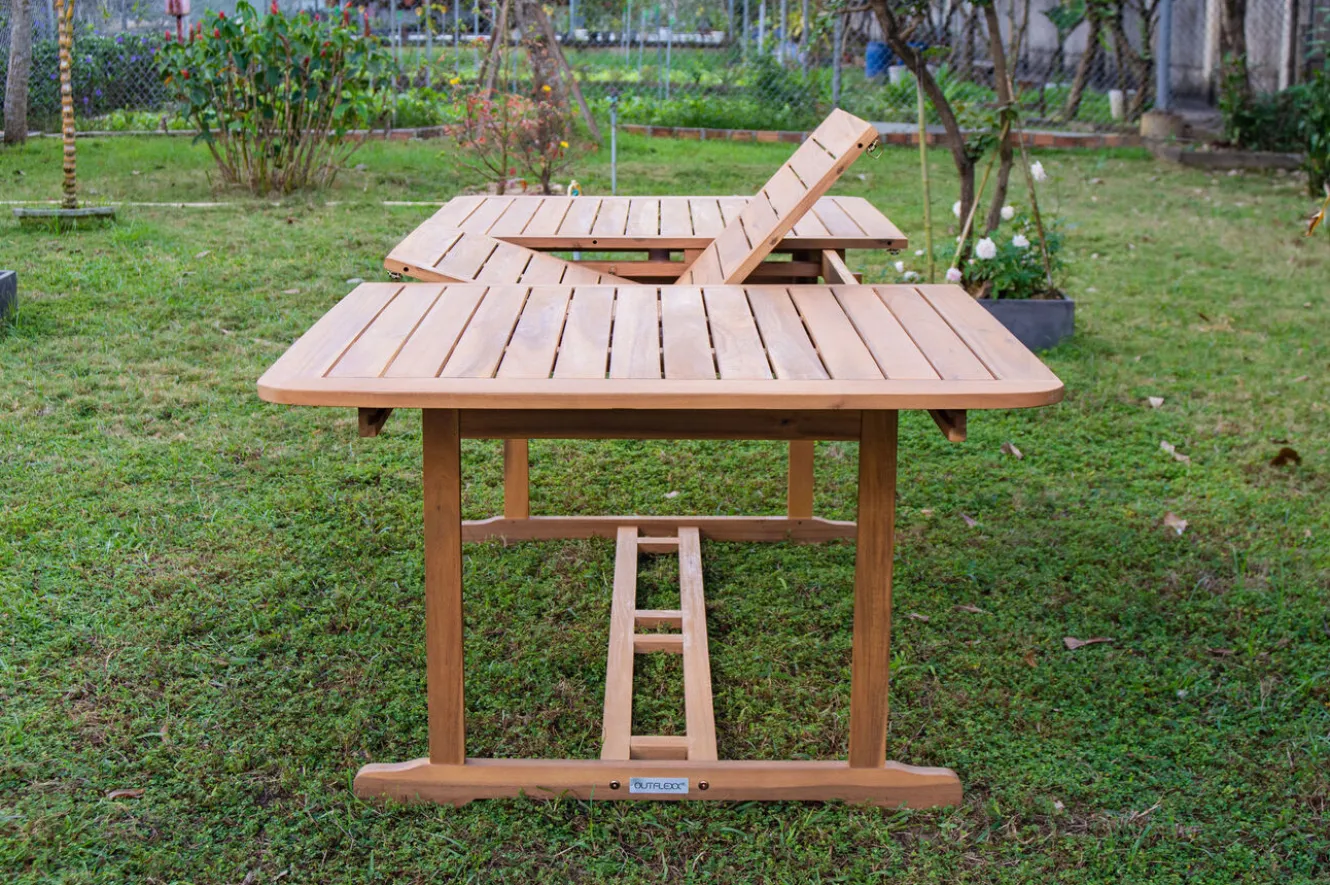 OUTFLEXX Ausziehtisch, natur, Akazie, 150/200 x 90 cm, Ausziehfunktion, FSC®-zertifiziertes Produkt