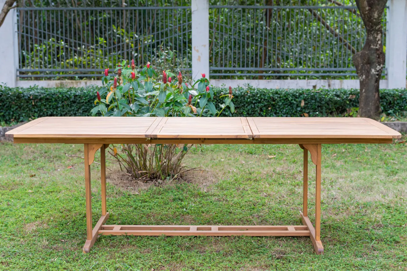 OUTFLEXX Ausziehtisch, natur, Akazie, 180/240 x 100 cm, Ausziehfunktion