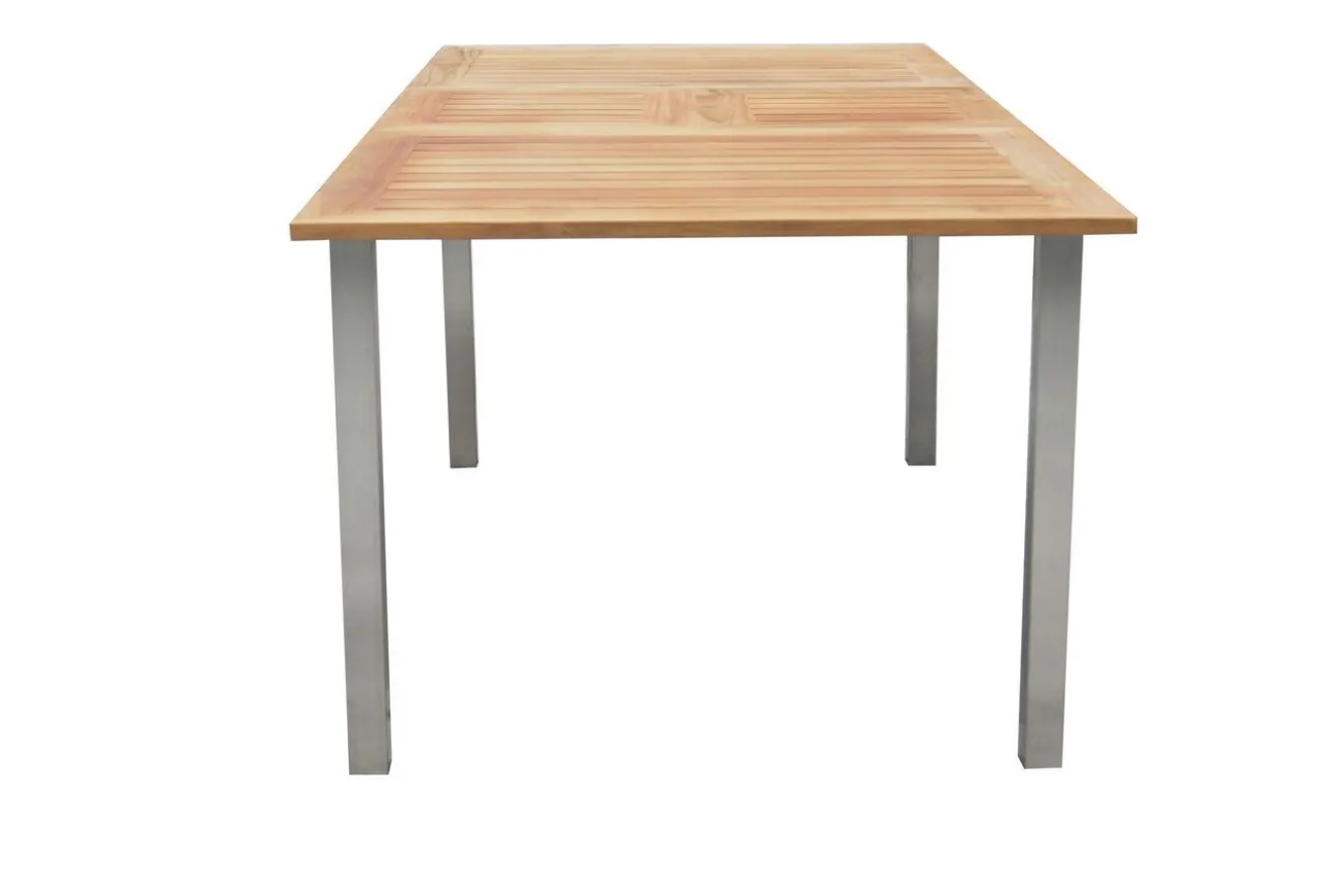 OUTFLEXX Ausziehtisch, Teak/Edelstahl, Plattenstärke 20mm, 150/200x90cm