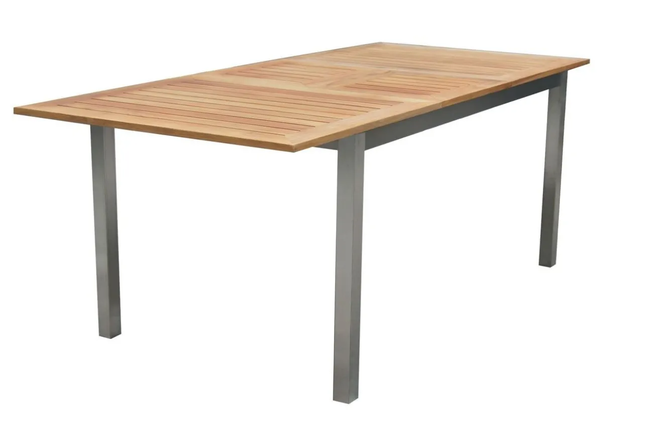 OUTFLEXX Ausziehtisch, Teak/Edelstahl, Plattenstärke 20mm, 150/200x90cm