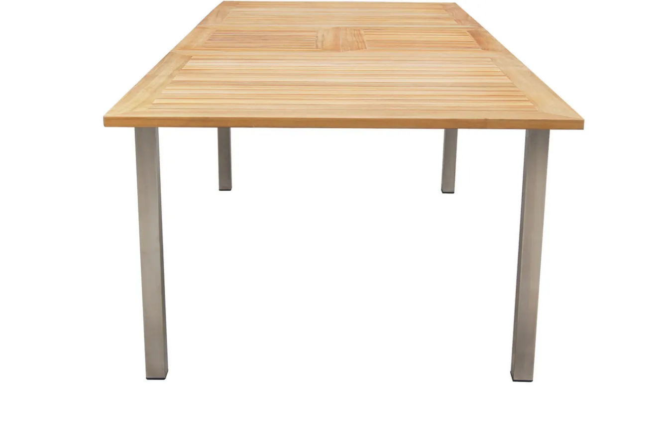 OUTFLEXX Ausziehtisch, Teakholz/Edelstahl, Plattenstärke 25mm, 180/240x100cm, FSC®-zertifiziertes Produkt