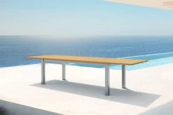 OUTFLEXX Ausziehtisch, Teakholz/Edelstahl, Plattenstärke 25 mm, 220/340 x 100 cm, FSC®-zertifiziertes Produkt