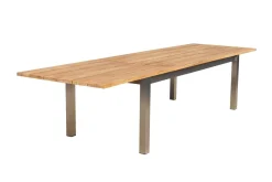 OUTFLEXX Ausziehtisch, Teakholz/Edelstahl, Plattenstärke 25 mm, 220/340 x 100 cm, FSC®-zertifiziertes Produkt
