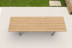 OUTFLEXX Ausziehtisch, Teakholz/Edelstahl, Plattenstärke 25 mm, 220/340 x 100 cm, FSC®-zertifiziertes Produkt