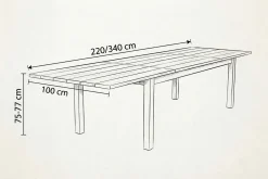 OUTFLEXX Ausziehtisch, Teakholz/Edelstahl, Plattenstärke 25 mm, 220/340 x 100 cm, FSC®-zertifiziertes Produkt