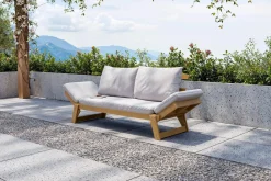 OUTFLEXX Bali Lounge/Liege, creme/natur, Akazie/Polyester, geölt, 198 x 68 x 78 cm, verstellbar, inkl. Kissen, FSC®-zertifiziertes Produkt