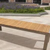OUTFLEXX Bank aus Edelstahl/Teakholz, 160x38x45cm, FSC®-zertifiziertes Produkt