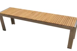OUTFLEXX Bank aus Edelstahl/Teakholz, 160x38x45cm, FSC®-zertifiziertes Produkt