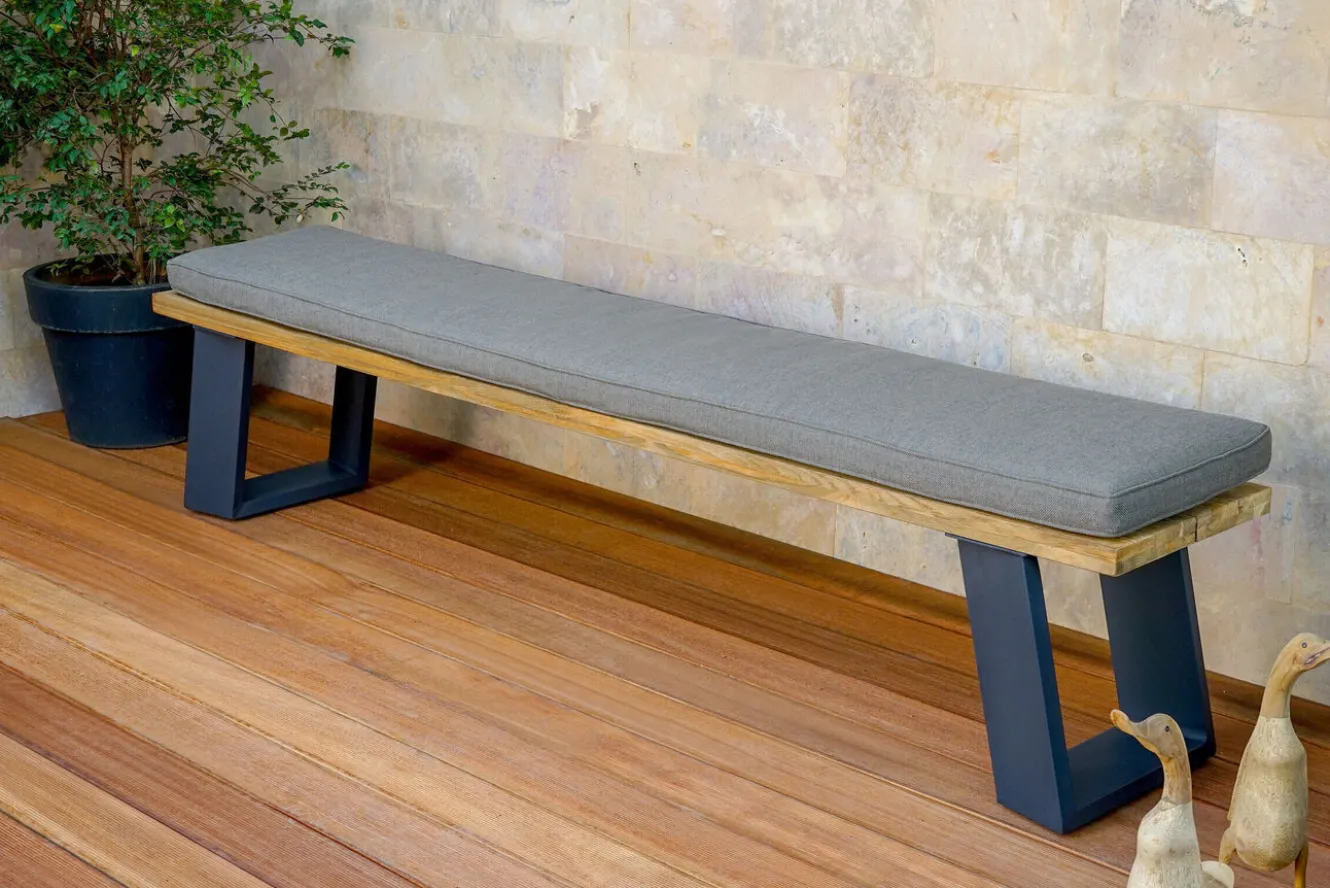 OUTFLEXX Bank, dark grey/natur, Alu/recyceltes Teak, 240x100x45cm, mit Baumkante, FSC®-zertifiziertes Produkt