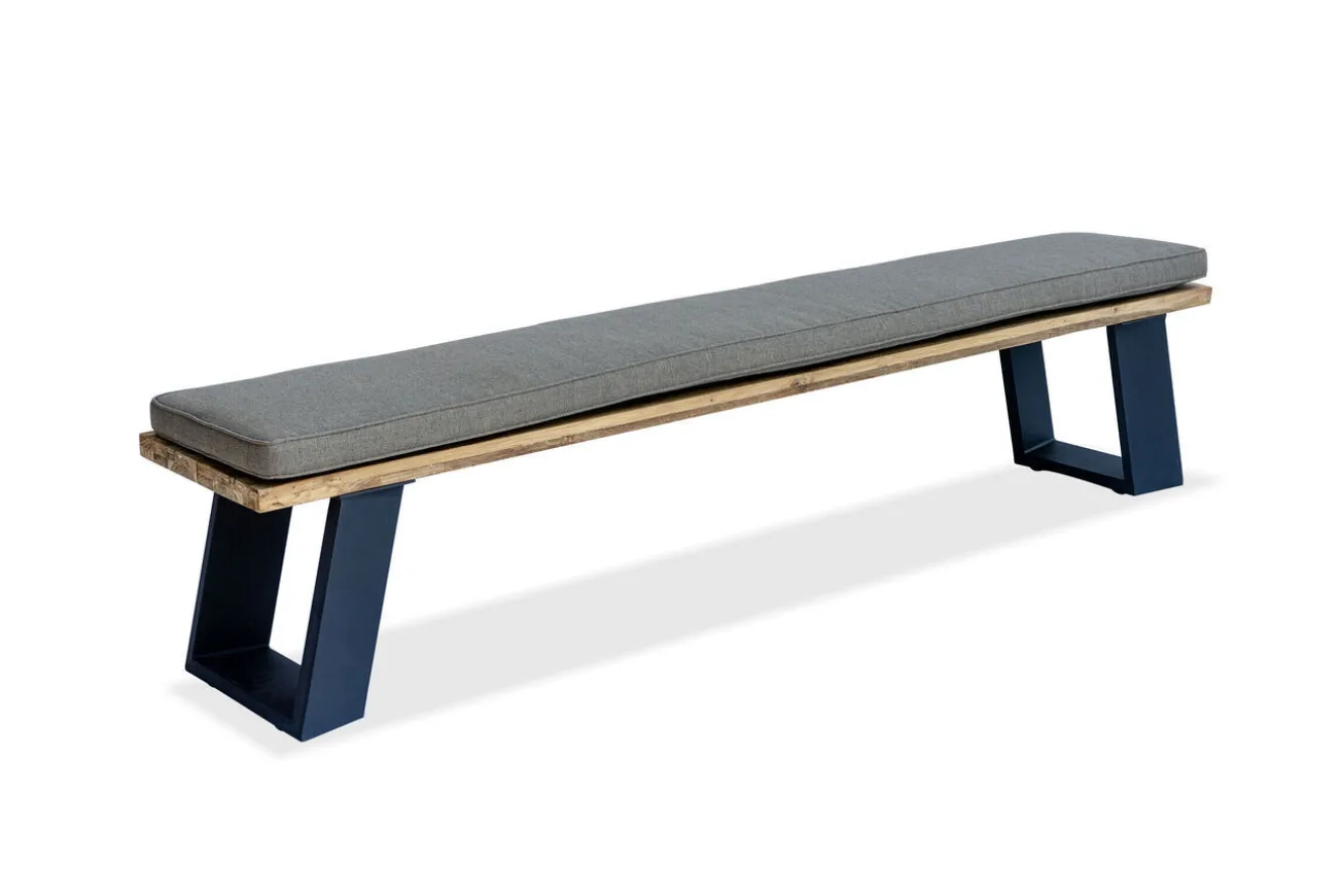 OUTFLEXX Bank, dark grey/natur, Alu/recyceltes Teak, 240x100x45cm, mit Baumkante, FSC®-zertifiziertes Produkt