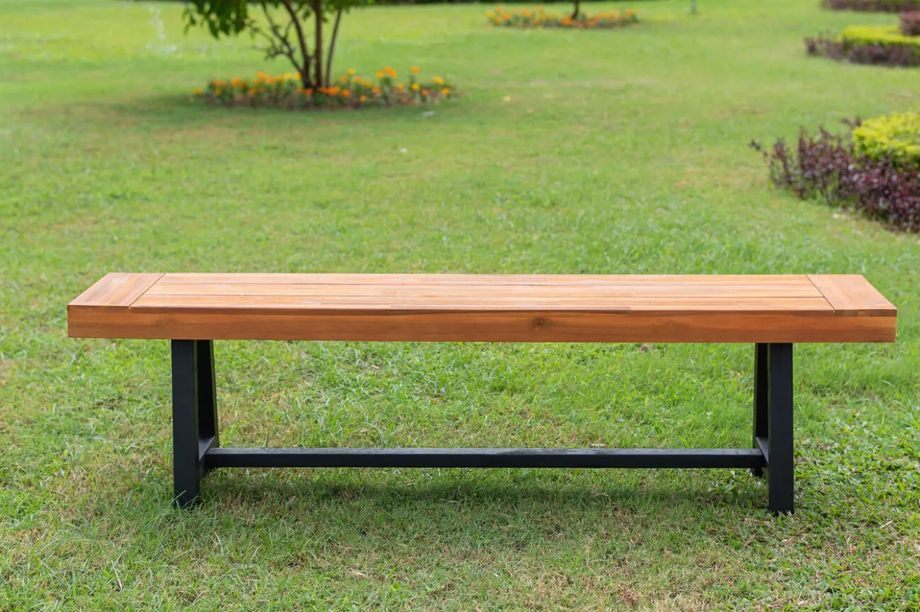 OUTFLEXX Bank, natur/schwarz, Akazie, 160 x 36,5 x 45 cm, FSC®-zertifiziertes Produkt
