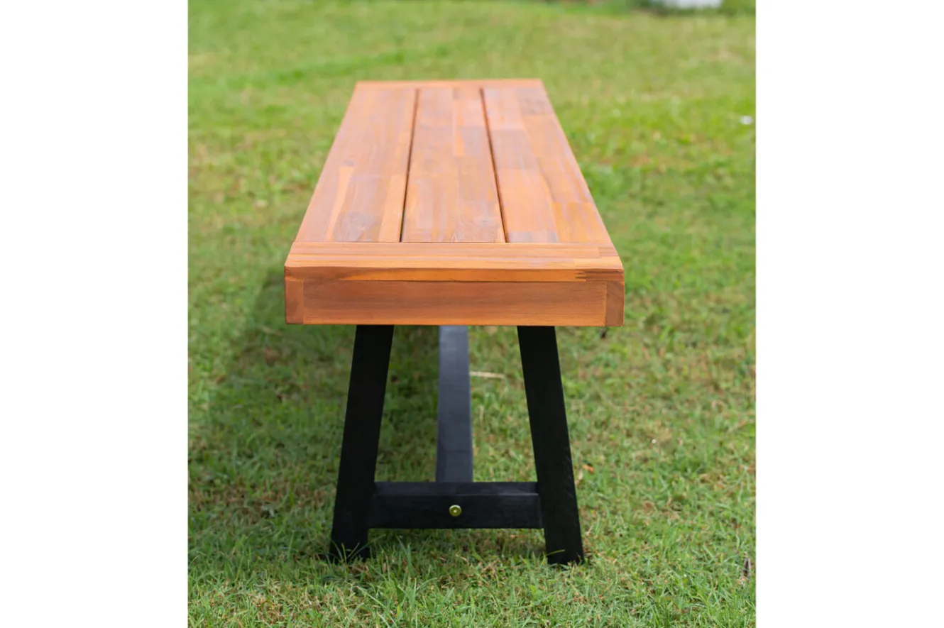 OUTFLEXX Bank, natur/schwarz, Akazie, 160 x 36,5 x 45 cm, FSC®-zertifiziertes Produkt