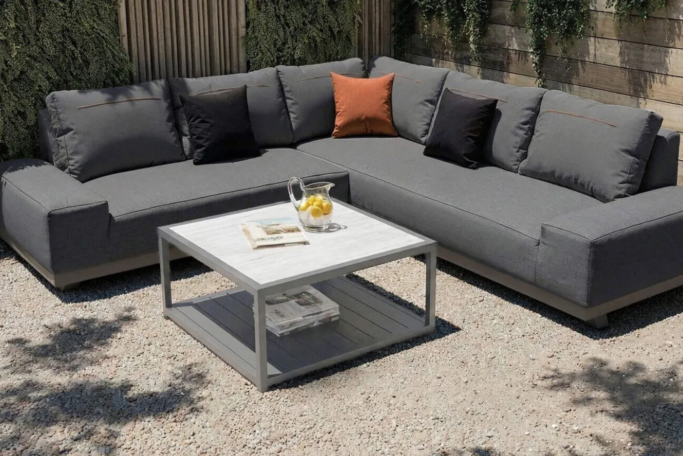OUTFLEXX Beau Gartenlounge für 5-6 Personen, grau, Aluminium/Polyester, inkl. Kaffeetisch