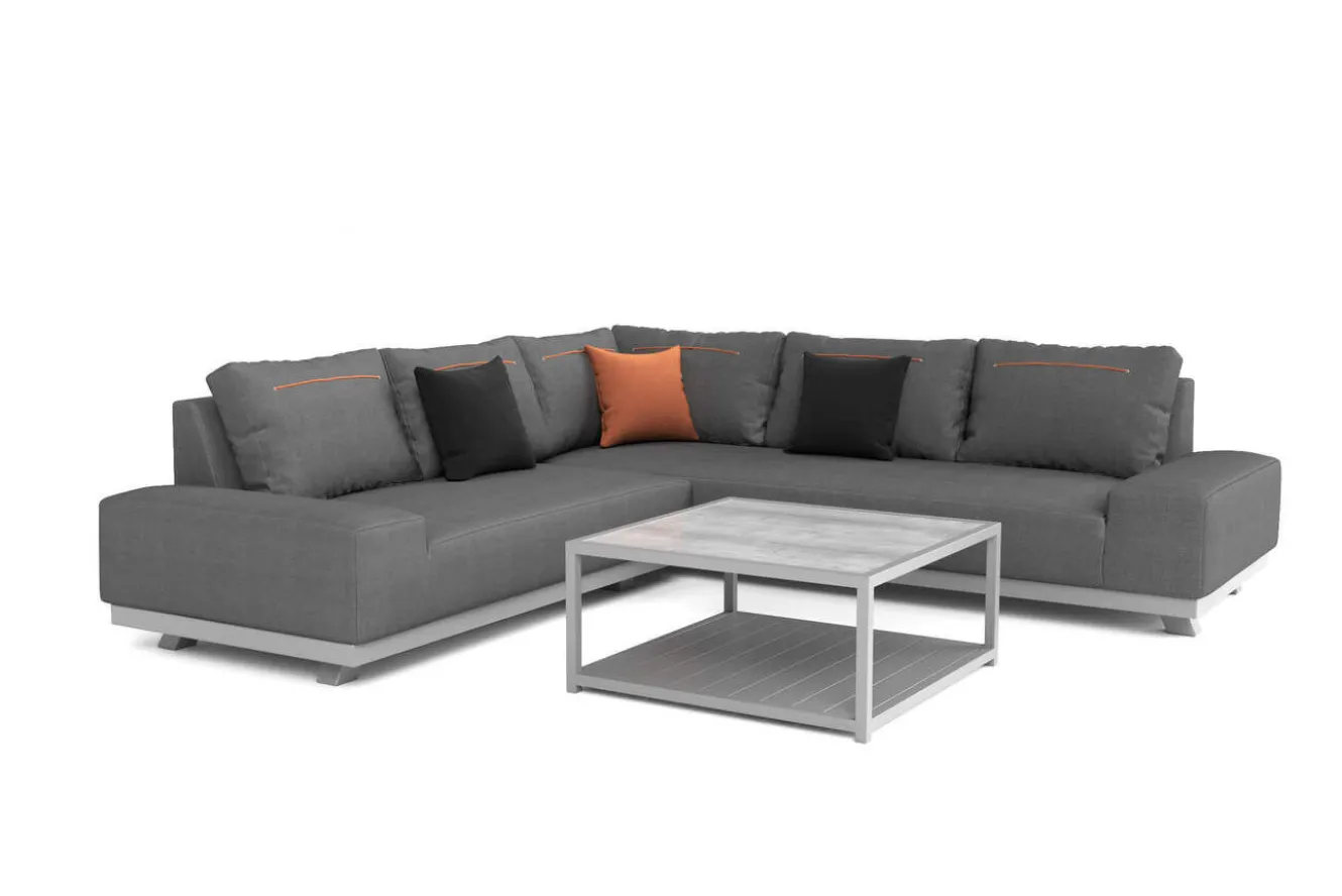 OUTFLEXX Beau Gartenlounge für 5-6 Personen, grau, Aluminium/Polyester, inkl. Kaffeetisch