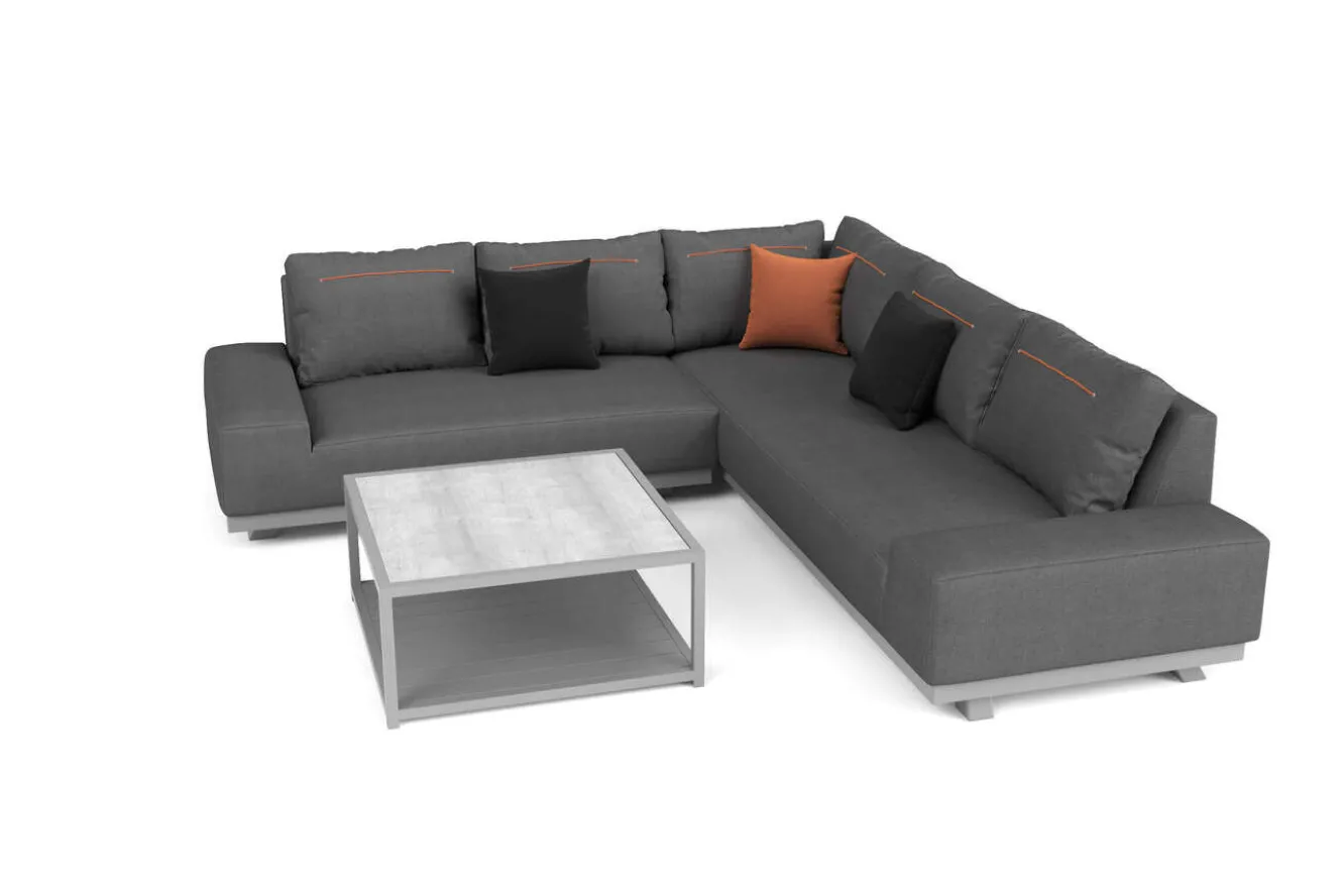 OUTFLEXX Beau Gartenlounge für 5-6 Personen, grau, Aluminium/Polyester, inkl. Kaffeetisch