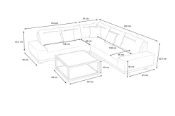 OUTFLEXX Beau Gartenlounge für 5-6 Personen, grau, Aluminium/Polyester, inkl. Kaffeetisch