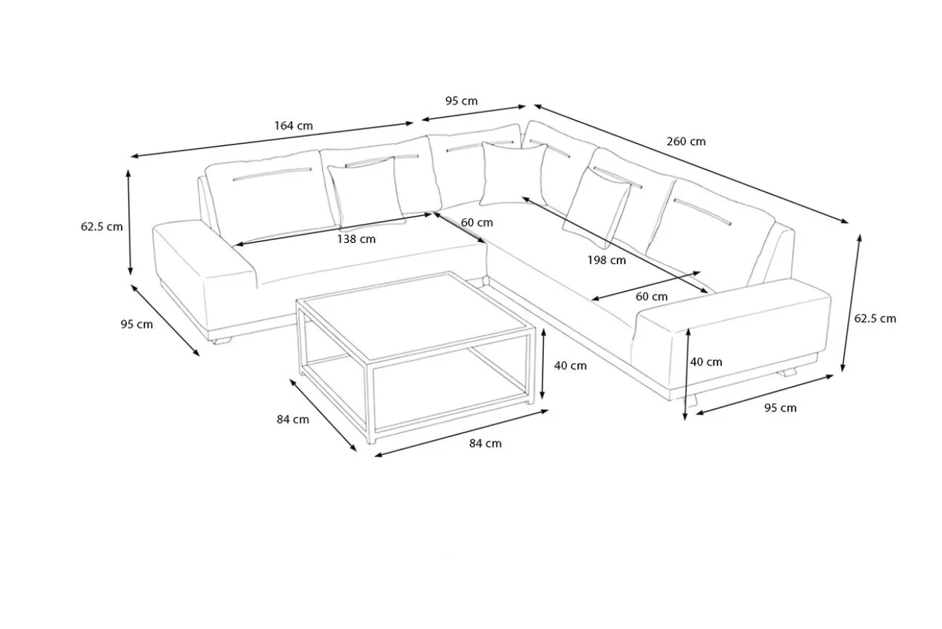 OUTFLEXX Beau Gartenlounge für 5-6 Personen, grau, Aluminium/Polyester, inkl. Kaffeetisch