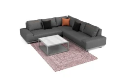 OUTFLEXX Beau Gartenlounge mit Outdoor-Teppich, grau/andorra-weiß, Alu/Polyester/PET-Garn, Teppich rechteckig 240 x 160 cm, inkl. Kaffeetisch