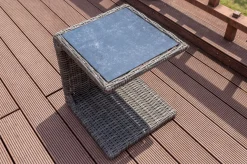 OUTFLEXX Beistelltisch, grau, Polyrattan, 45 x 45 x 50 cm, Tischplatte Spraystone, innenliegend