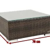 OUTFLEXX Beistelltisch/Hocker, braun marmoriert, Polyrattan, 70x70x30cm, inkl. Glasplatte und Polster