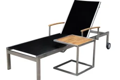 OUTFLEXX Beistelltisch, silber/natur, Edelstahl/Teakholz, 45x45cm, Tischplattenstärke 1,2cm, FSC®-zertifiziertes Produkt