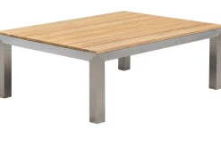 OUTFLEXX Beistelltisch, silber/natur, Edelstahl/Teakholz, 90 x 70 x 33 cm, FSC®-zertifiziertes Produkt