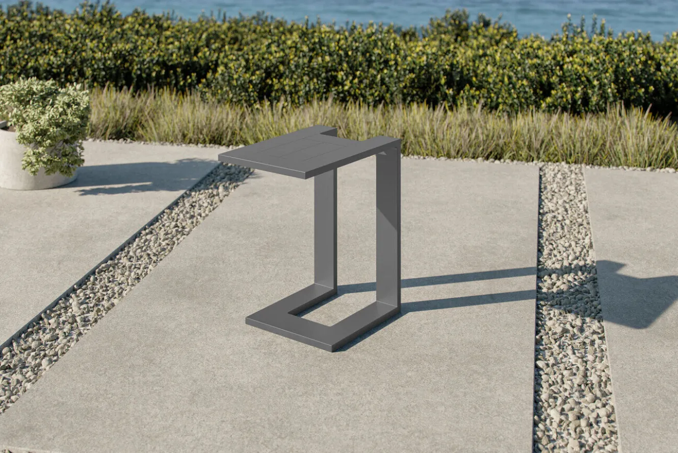 OUTFLEXX Beistelltisch U-Förmig, grau, Aluminium, 50 x 30 cm, wetterfest, robust