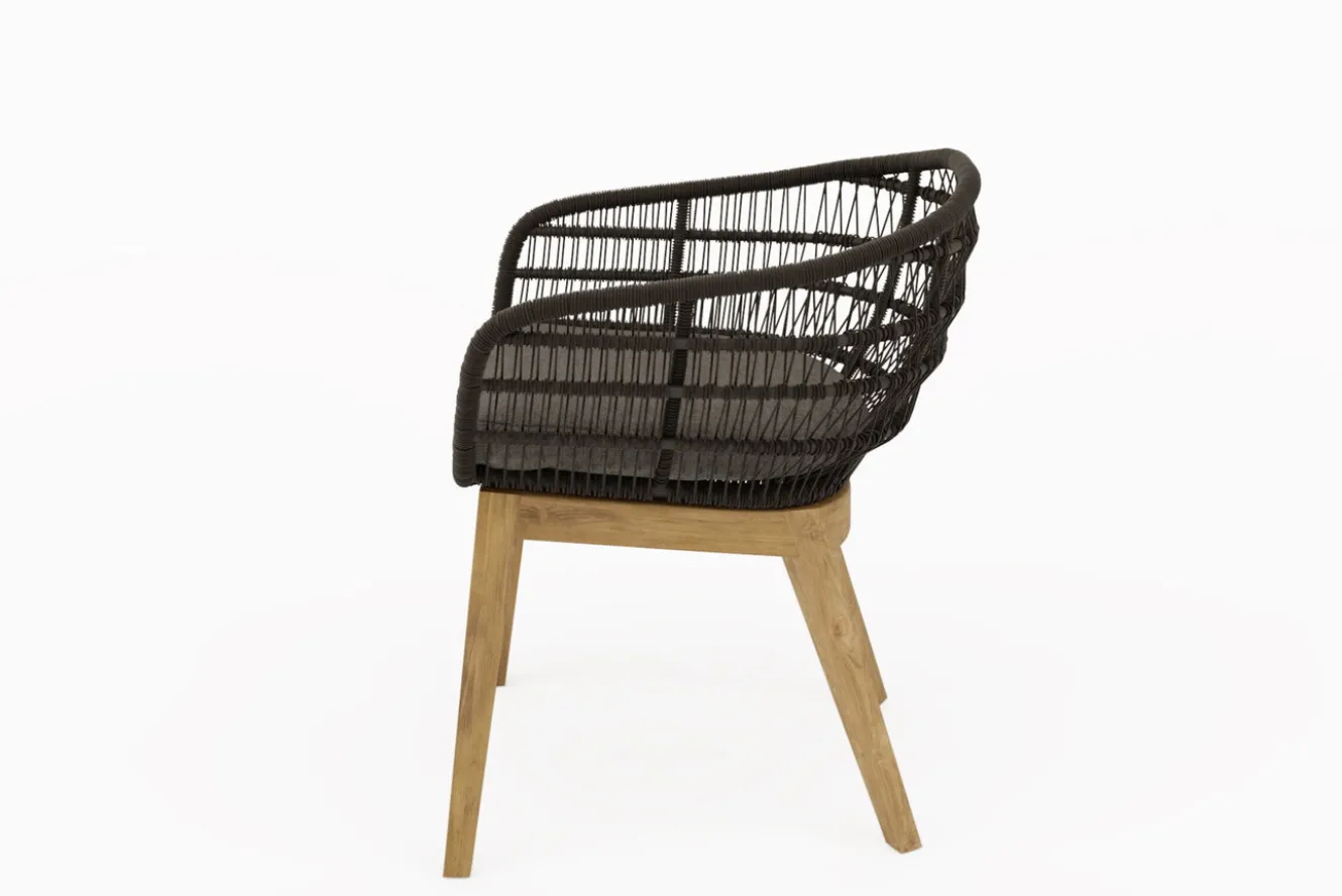 OUTFLEXX Belgium Garten-Essgruppe, natur/dunkelgrau, Alu/recyceltes Teak, Tisch 220 x 100 cm, 6 Stühle, Kissen Inklusive, FSC®-zertifiziertes Produkt