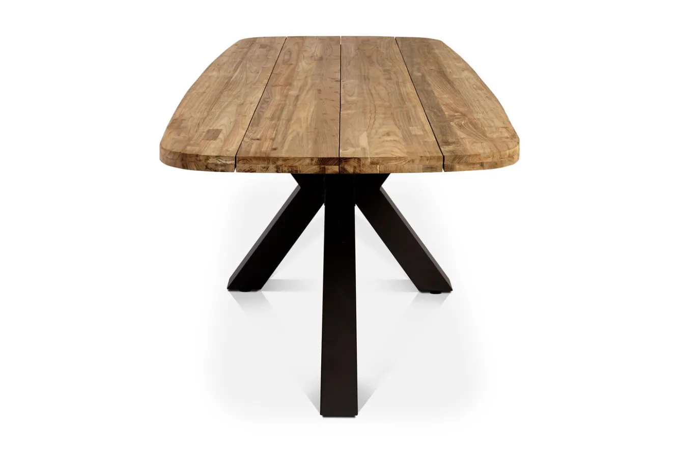 OUTFLEXX Belgium Garten-Essgruppe, natur/dunkelgrau, Alu/recyceltes Teak, Tisch 220 x 100 cm, 6 Stühle, Kissen Inklusive, FSC®-zertifiziertes Produkt