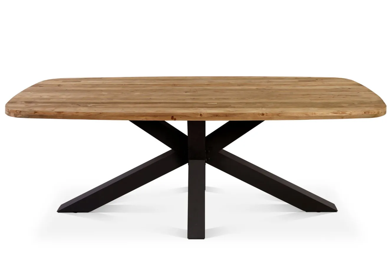 OUTFLEXX Belgium Garten-Essgruppe, natur/dunkelgrau, Alu/recyceltes Teak, Tisch 220 x 100 cm, 6 Stühle, Kissen Inklusive, FSC®-zertifiziertes Produkt