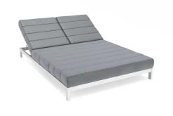 OUTFLEXX Bite Gartenliege, hellgrau/weiß, Alu/Polyester, 210 x 144 cm, hohe Belastbarkeit