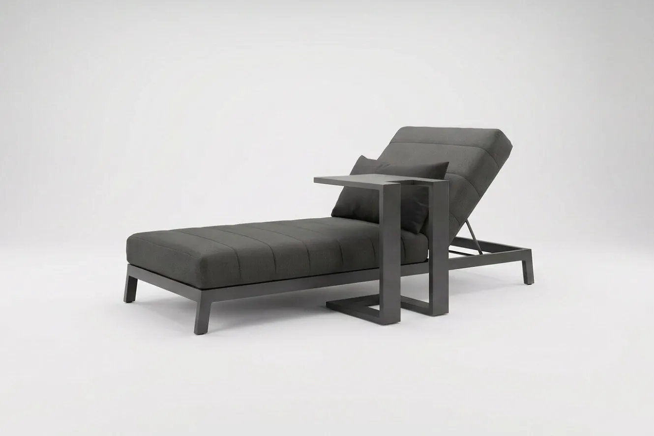 OUTFLEXX Bite Gartenliegen-Set, anthrazit/grau, Aluminium/Polyester, 205 x 90 cm, schnelltrocknend, rostfreies Material, Kissen inklusive