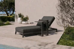 OUTFLEXX Bite Gartenliegen-Set, anthrazit/grau, Aluminium/Polyester, 205 x 90 cm, schnelltrocknend, rostfreies Material, Kissen inklusive